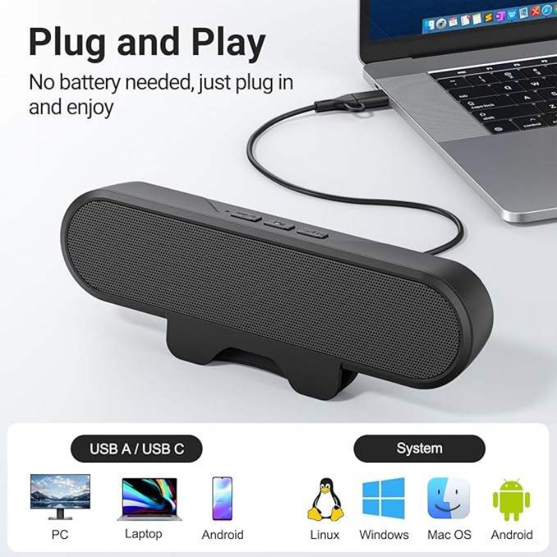 Audio Music Online Free - Przenośny głośnik USB z klipsem, 10W,